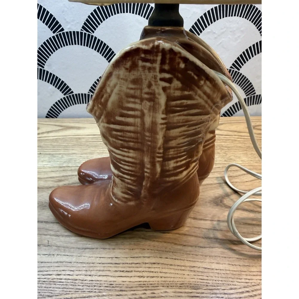 VTG McCoy Western Lamp Double Brown Ceramic Cowboy Boots Excellent Condition